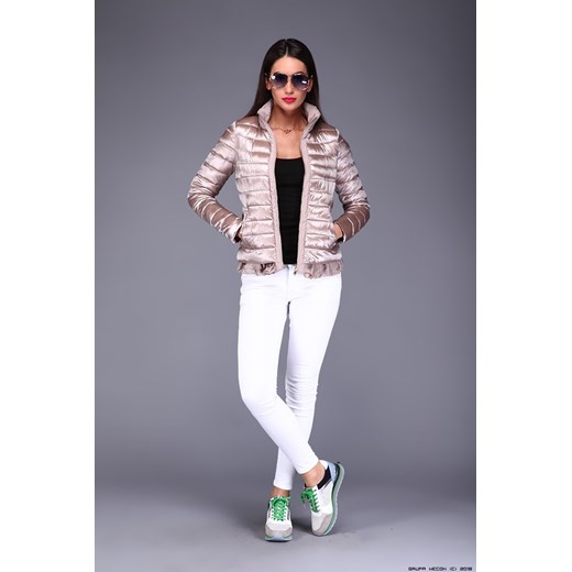 kurtka damska made in italy ** pikowana lekka+ fango/perłowe złoto+ ortalion niebieski L LUXURYONLINE