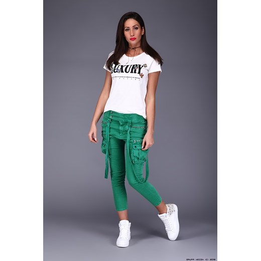 spodnie damskie melly&amp;co ** półsportowe zielone jeansy+ szelki zielony Melly&co M/L LUXURYONLINE