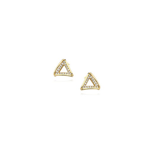 Srebrne pr. 925 pozłacane kolczyki - trójkąt z cyrkoniami Sentiell bezowy uniwersalny e-sentiell.com