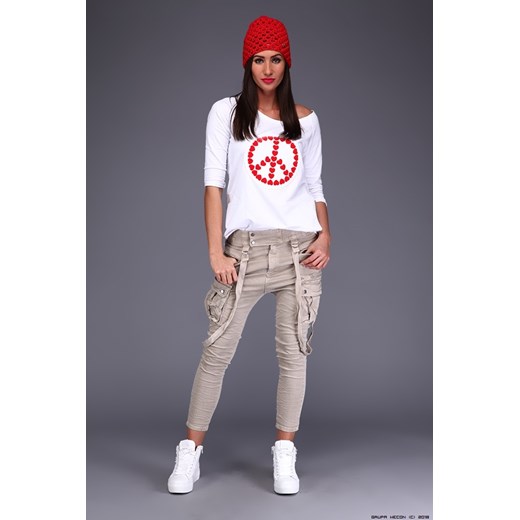spodnie damskie melly&amp;co ** półsportowe piaskowe jeansy+ szelki  Melly&co S/M LUXURYONLINE