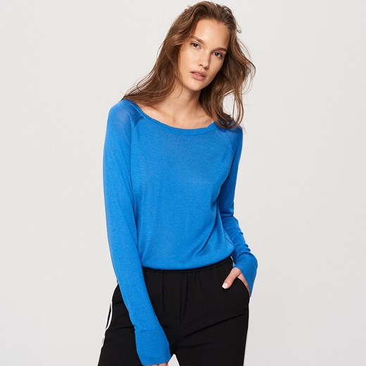 Reserved - Sweter z półokrągłym dekoltem - Niebieski niebieski Reserved S 