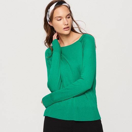 Reserved - Sweter z półokrągłym dekoltem - Zielony zielony Reserved L 