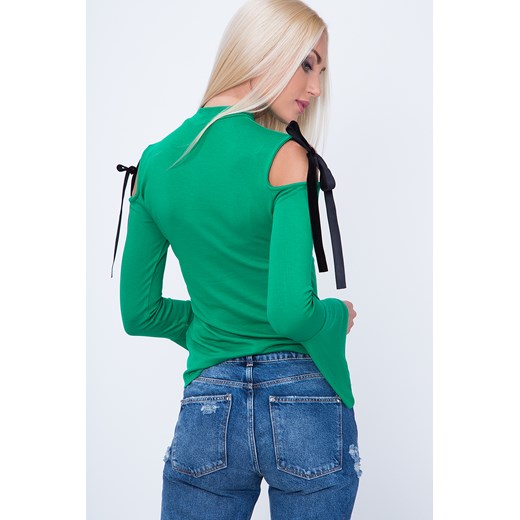 Bluzka z wiązaniami na ramionach zielona MP16206 fasardi  M fasardi.com