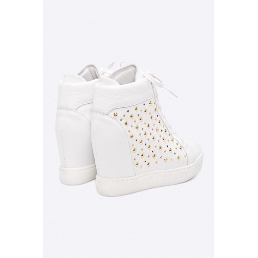 Sneakersy damskie Carinii białe na koturnie z aplikacją młodzieżowe 