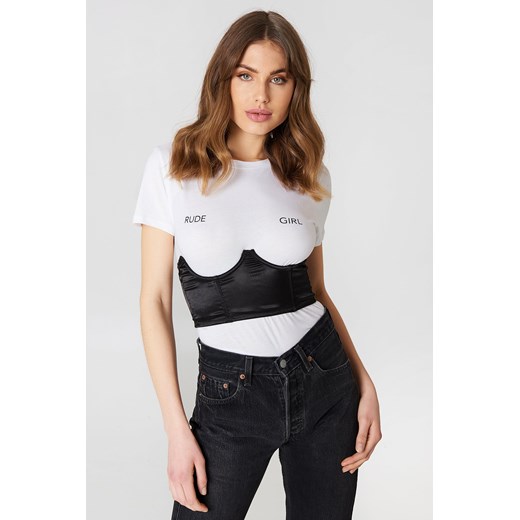 Satynowy gorset wycięty pod biustem Na-kd Lingerie  X-Small NA-KD