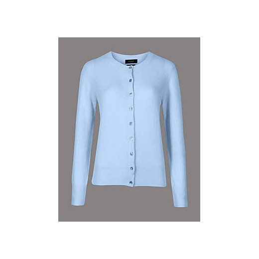 Pure Cashmere Button Through Cardigan  niebieski Marks & Spencer  Marks&Spencer