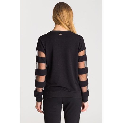 Czarna bluza z cekinami i transparentnymi wstawkami Liu Jo Sport XS Velpa.pl