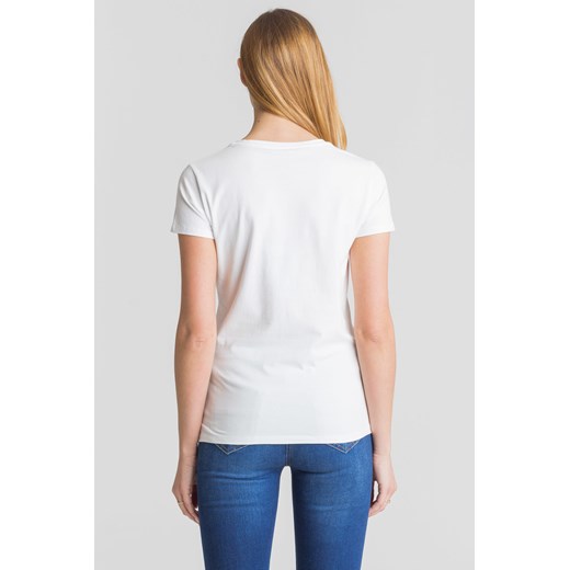 Biały t-shirt ze złoto-czarnym nadrukiem Liu Jo XS Velpa.pl
