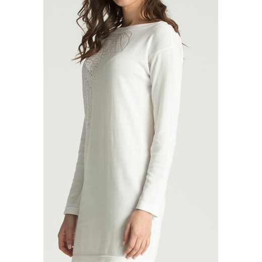 Biały sweter damski z ażurowym wzorem.  Versace Collection 44 Velpa.pl