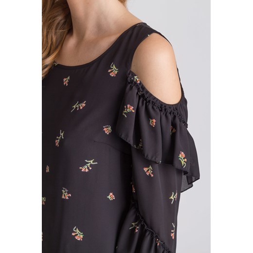 Czarna sukienka off shoulder z motywem kwiatów Patrizia Pepe 46 (roz. polski 42) Velpa.pl
