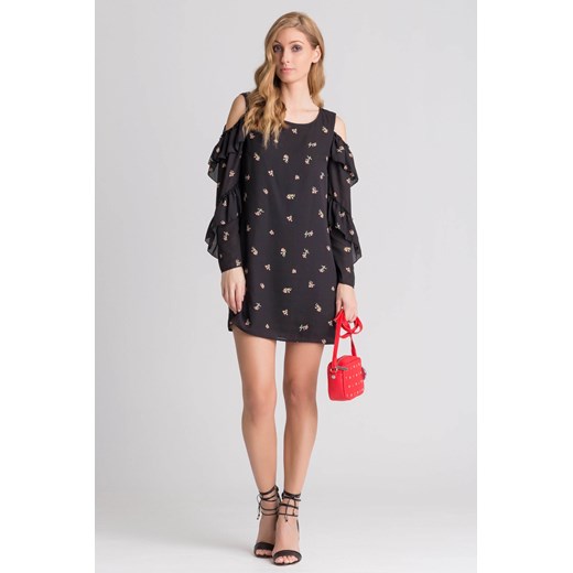Czarna sukienka off shoulder z motywem kwiatów Patrizia Pepe 48 (roz. polski 44) Velpa.pl