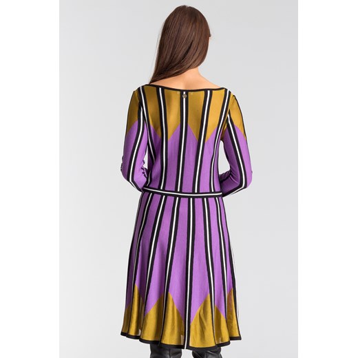 Wielokolorowa sukienka w paski fioletowy Versace Collection 42 Velpa.pl