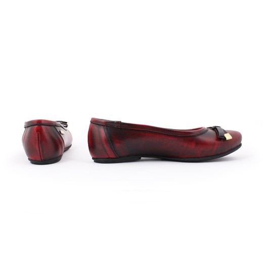 balerinki - skóra naturalna - MODEL 012 - KOLOR CZARNO CZERWONY Zapato czerwony 38 zapato.com.pl