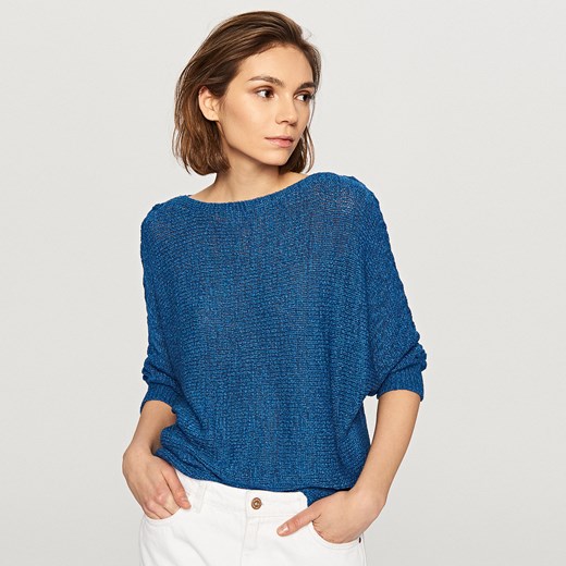 Reserved - Sweter z rękawami 3/4 - Granatowy Reserved niebieski XS 