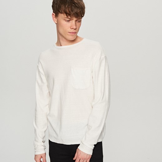 Reserved - Lekki sweter z domieszką lnu - Biały Reserved bezowy XL 