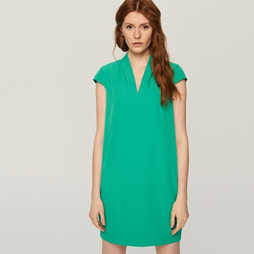 Reserved - Sukienka z dekoltem v - Zielony turkusowy Reserved 36 