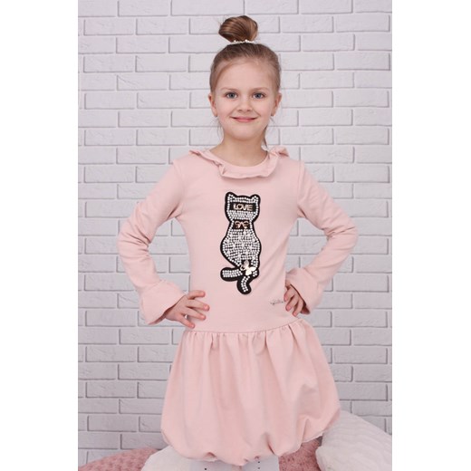 Sukienka Różowa Kotek Koraliki dla Dziewczynki