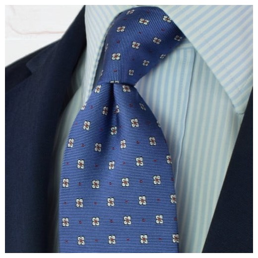 Krawat jedwabny w drobne kwiaty (niebieski 2) Republic Of Ties   