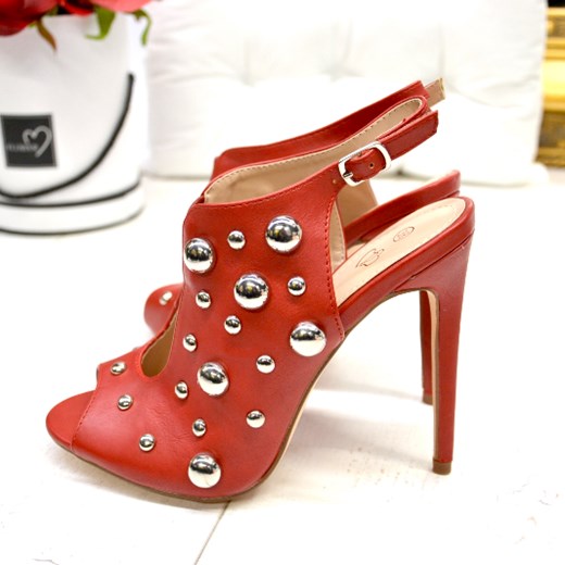 Sandały na szpilce Presto czerwony  Dolce Moda 38 