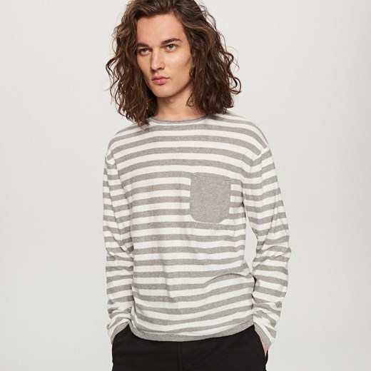 Reserved - Lekki sweter z domieszką lnu - Jasny szar szary Reserved XL 