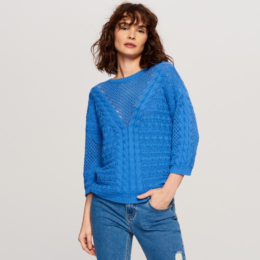 Reserved - Sweter z bawełny - Niebieski Reserved niebieski L 