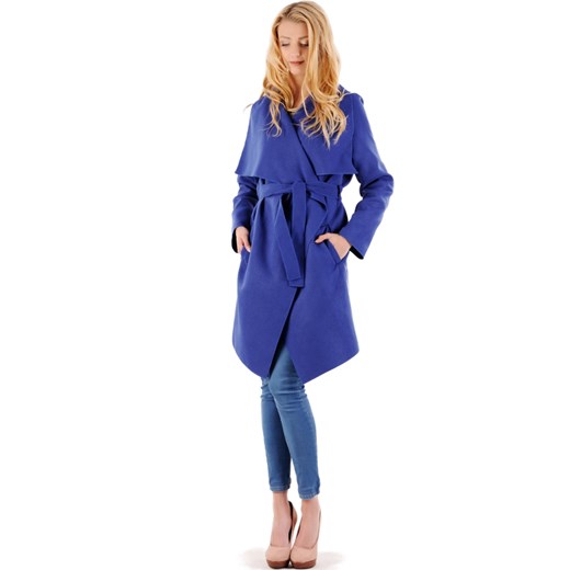M91 Elegancki stylowy płaszcz z flauszu (40-50) chaber niebieski Lamar 44/46 