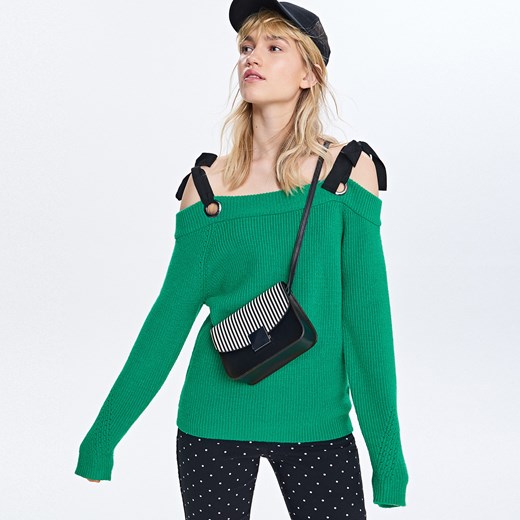 Reserved - Sweter z odkrytymi ramionami - Zielony zielony Reserved M 