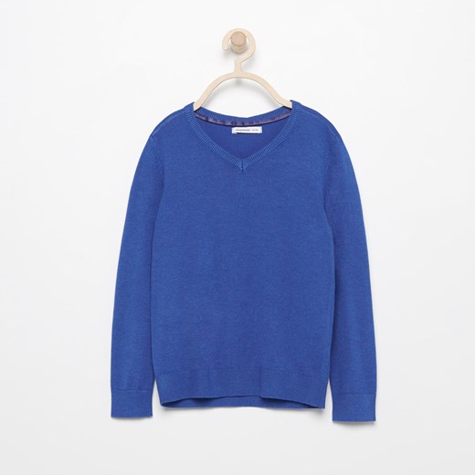 Reserved - Sweter z dekoltem w serek - Niebieski