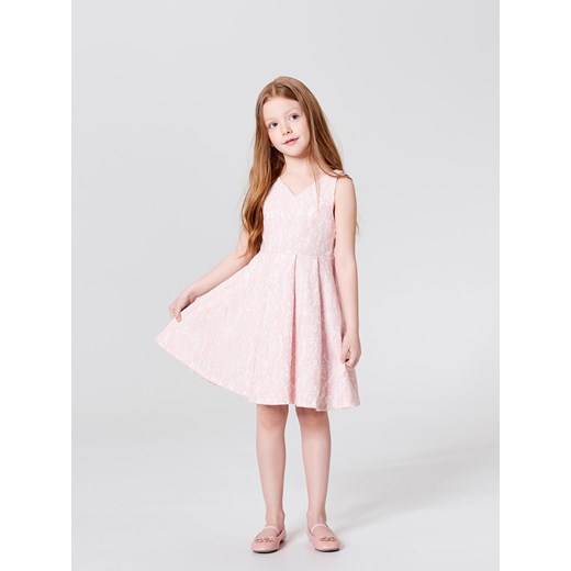 Mohito - Koronkowa sukienka z kokardą little princess - Różowy bezowy Mohito 152 