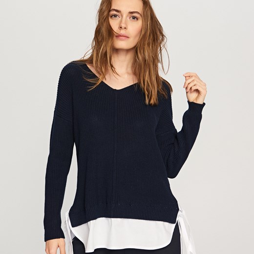 Reserved - Sweter z wiązaniem z boku - Granatowy Reserved czarny M 