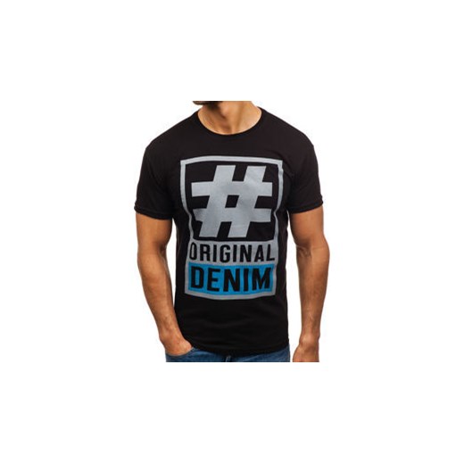 T-shirt męski z nadrukiem czarny Denley 008  Denley.pl M okazja Denley 