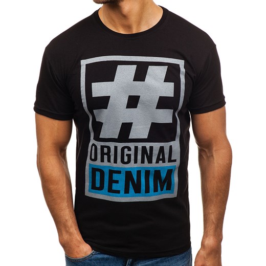 T-shirt męski z nadrukiem czarny Denley 008  Denley.pl M Denley okazja 