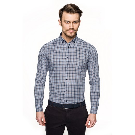 koszula bexley 2458 długi rękaw slim fit granatowy