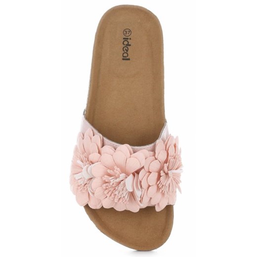 Modne Klapki Damskie z Kwiatkami Różowe Ideal Shoes  39 PaniTorbalska