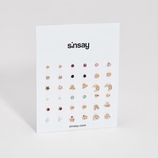 Sinsay - Mega zestaw kolczyków - Beżowy  Sinsay One Size 