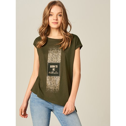 Mohito - Koszulka z nadrukiem - Khaki Mohito XS