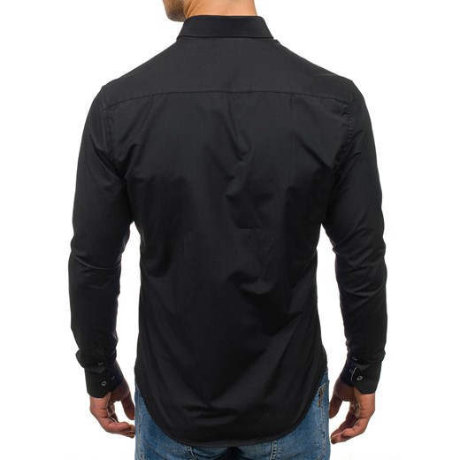 Koszula męska elegancka z długim rękawem czarna Bolf 7722 Denley.pl  XL Denley okazja 