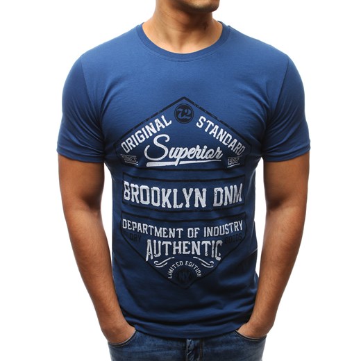 T-shirt męski z nadrukiem niebieski (rx2610) Dstreet  M promocyjna cena  