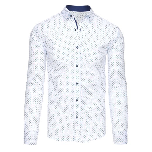 Biała koszula męska we wzory z długim rękawem (dx1443) Dstreet  L 