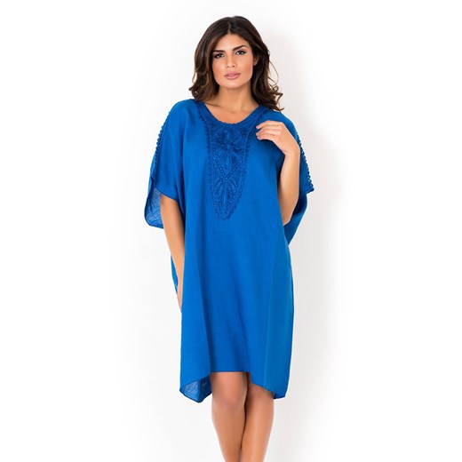 Włoska lniana sukienka letnia David Beachwear Blue niebieski David Beachwear M Astratex