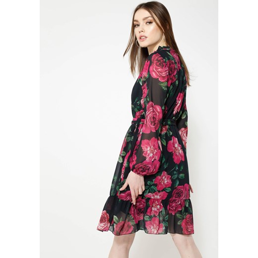Czarno-Fuksjowa Sukienka Spring Mood fioletowy Renee uniwersalny Renee odzież