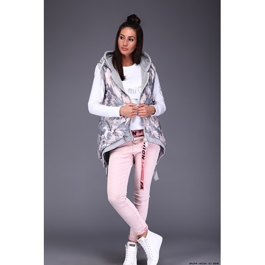 kamizelka damska mimi ** pikowana w pastelowym moro+ szare ściągacze Mimi M/L LUXURYONLINE