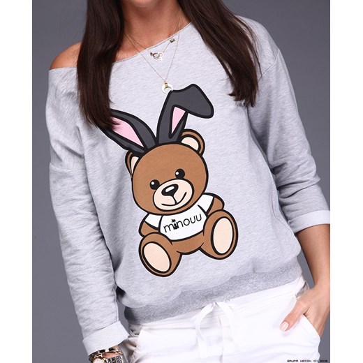 bluza damska minouu ** bluza w szarości + misiek Minouu S/M LUXURYONLINE