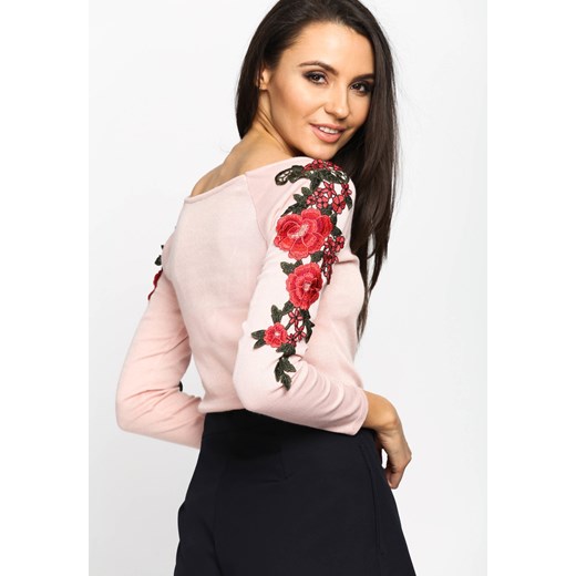 Różowa Bluzka Flowery Sleeves