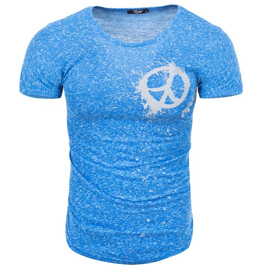 Koszulka męska t-shirt w kropki niebieski Recea Recea niebieski XL Recea.pl
