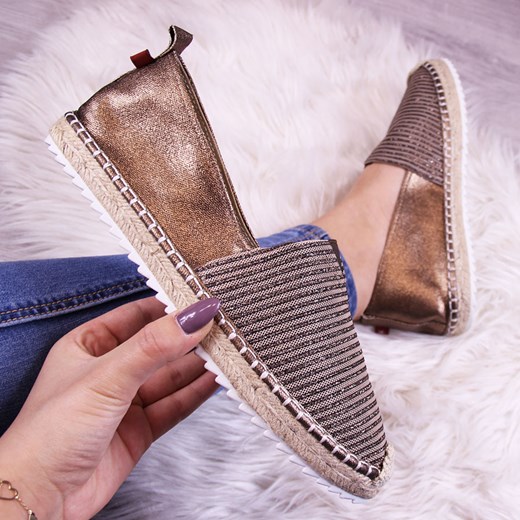 Espadryle damskie złote Big Star AA274195