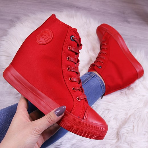 Sneakersy trampki na koturnie czerwone Big Star AA274A088