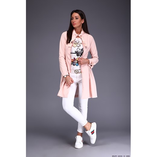 płaszcz damski roberta biagi ** płaszcz w pudrowym różu+ tasiemki+ logo Roberta Biagi L LUXURYONLINE