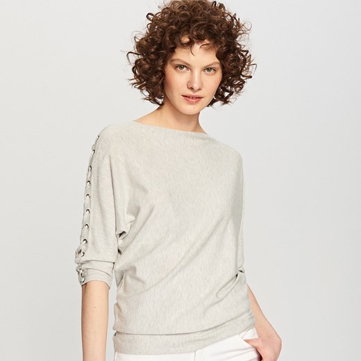 Reserved - Sweter z gorsetowym wiązaniem - Szary  Reserved M 
