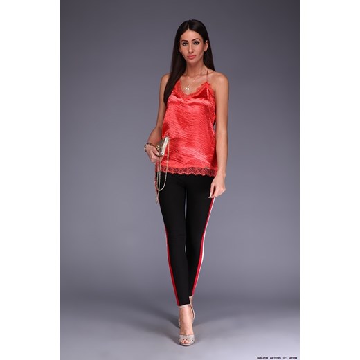 bluzka damska rinascimento ** satynowy czerwony top + delikatna  koronka  Rinascimento M LUXURYONLINE
